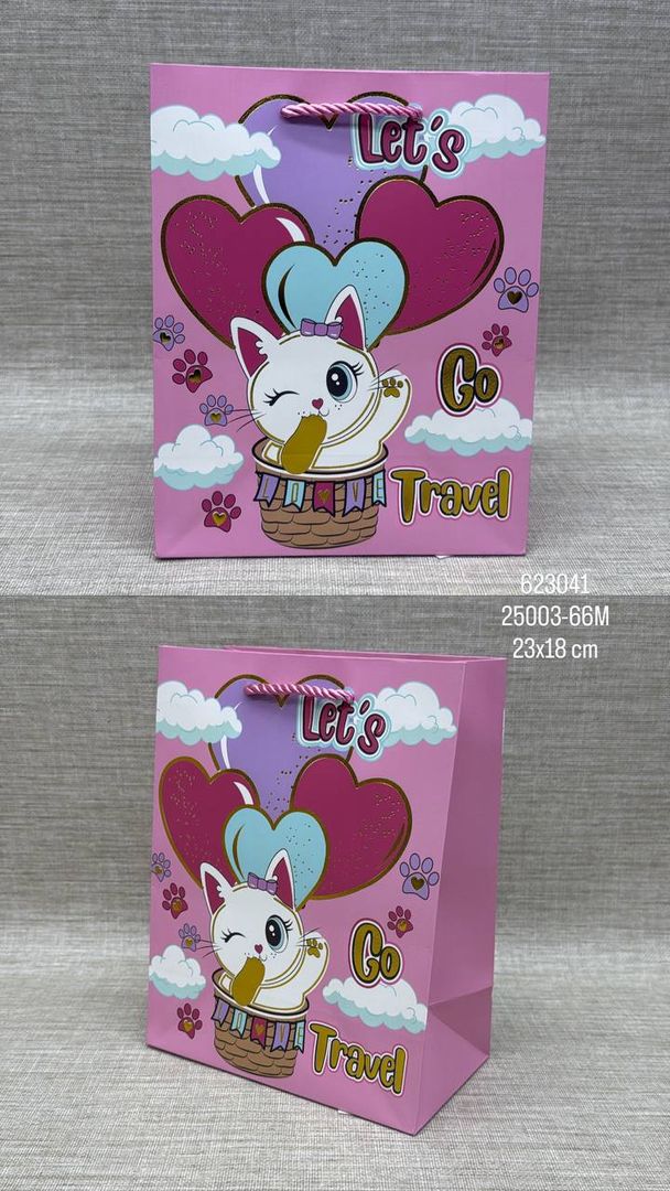 BOLSA DE REGALO SURTIDA DE GATOS 23x18 CM