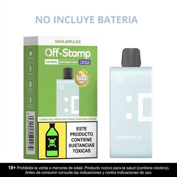 Imagen del producto Pod Off Stamp Sour Apple Ice + 16.000 Puffs Recarga