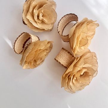 Imagen del producto Servilletero /Anillos de Rafia y Hojas 4U VENDIDOS