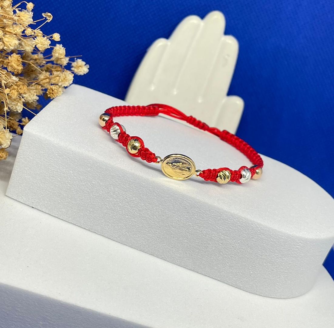Pulsera virgen milagrosa ovalada balin 5mm liso e italy