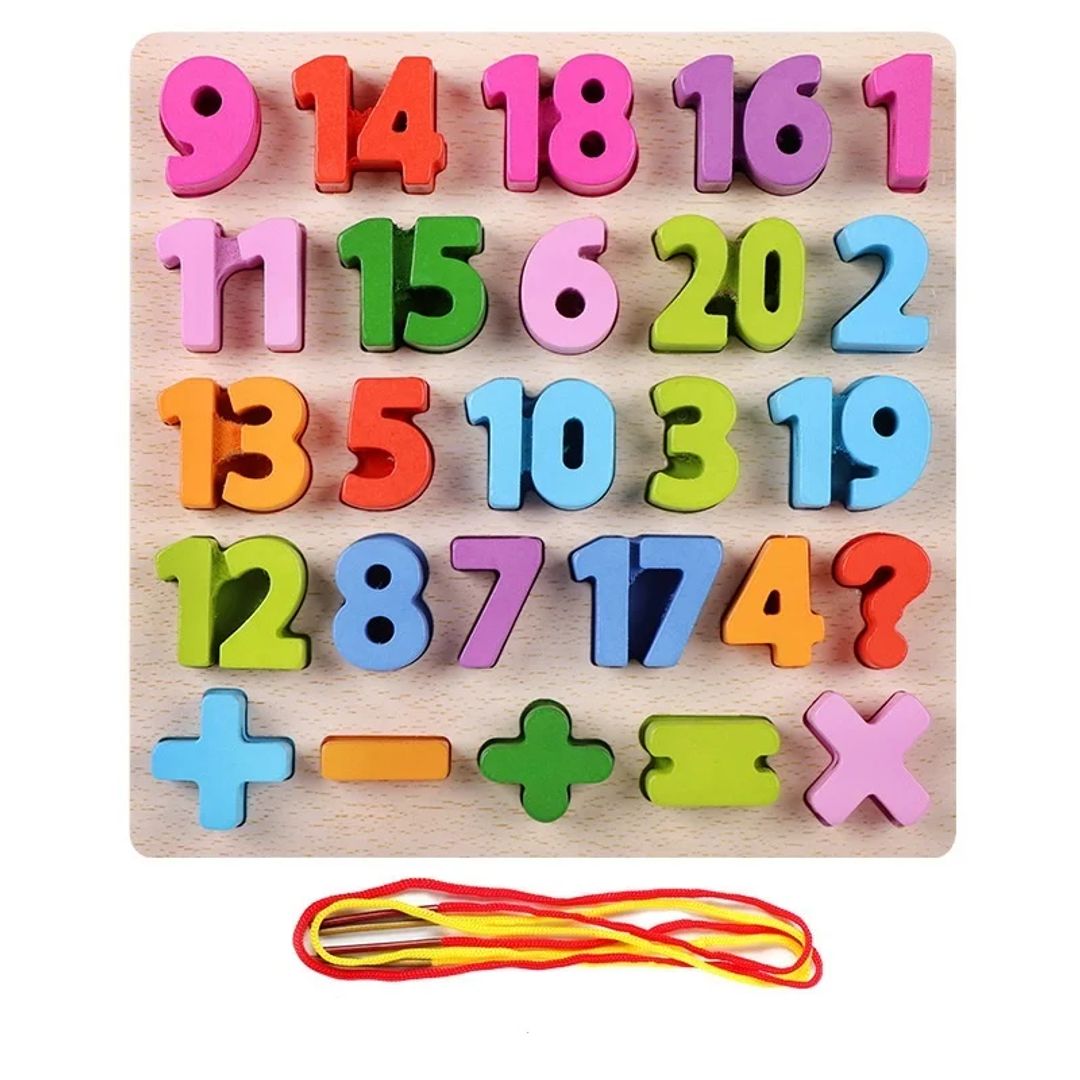 Rompecabezas Numeros Y Letras Para Enebrar Montessori