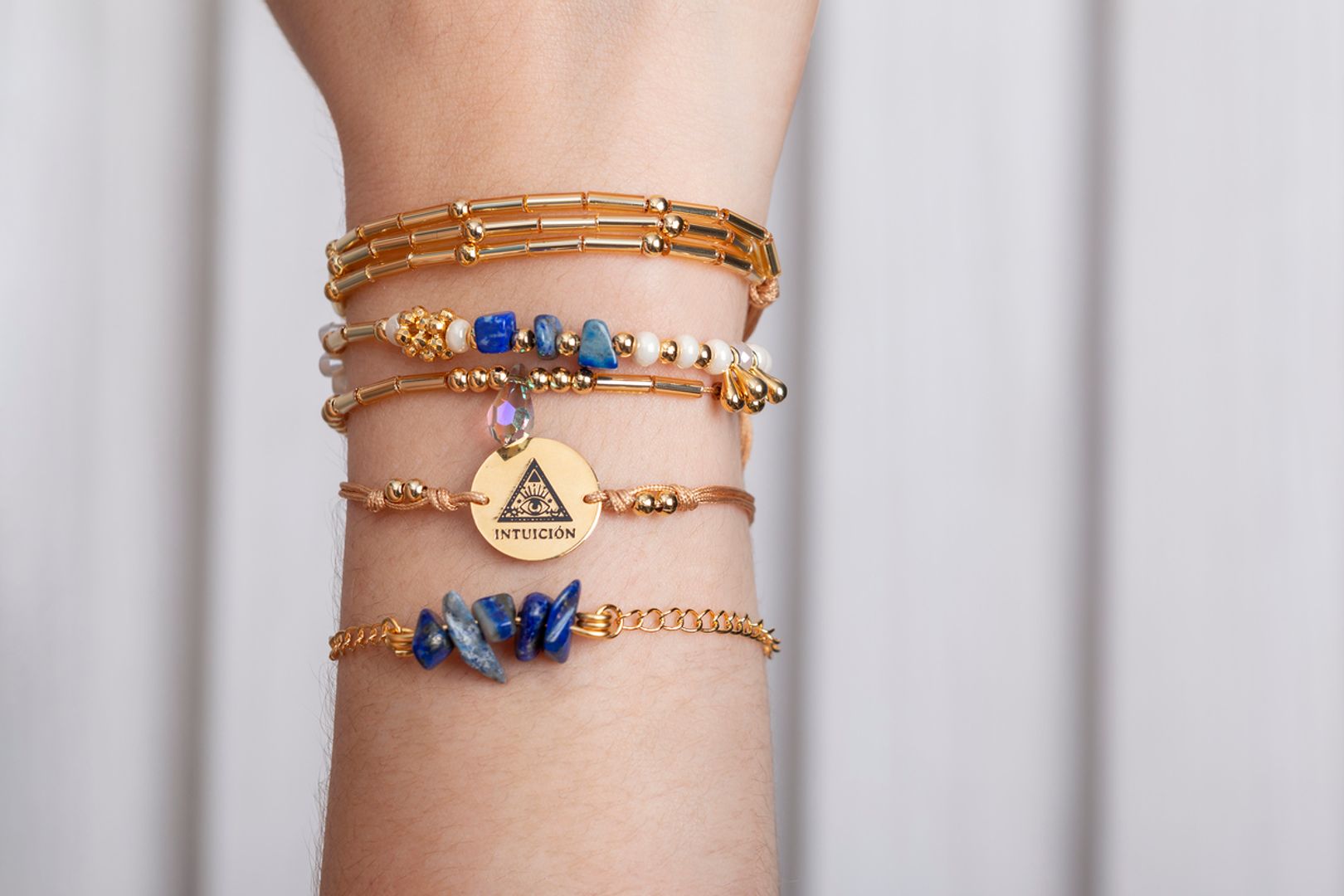 Juego de Pulseras Piedras Naturales: Lapislazuli