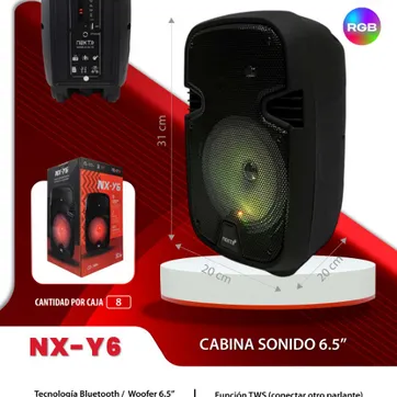 CABINA PARLANTE RECARGABLE 6.5 PULGADAS LUCES LED NX-Y6 - imagen 1