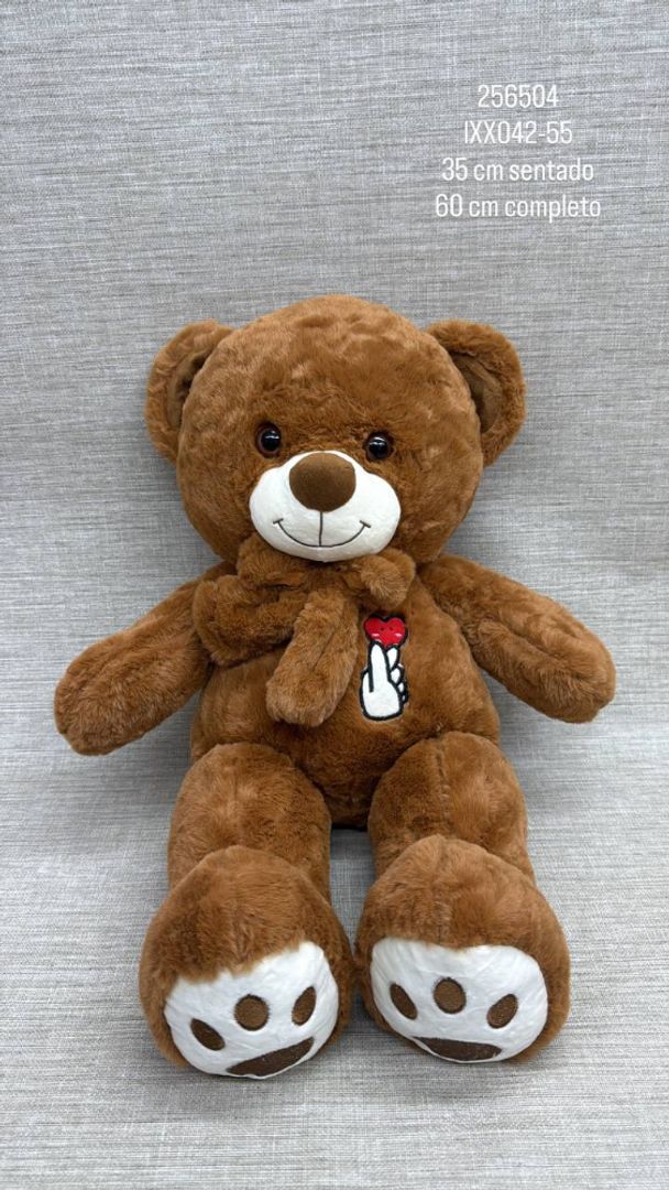 OSO PATAS LARGAS MOÑO CORAZÓN 60 CM
