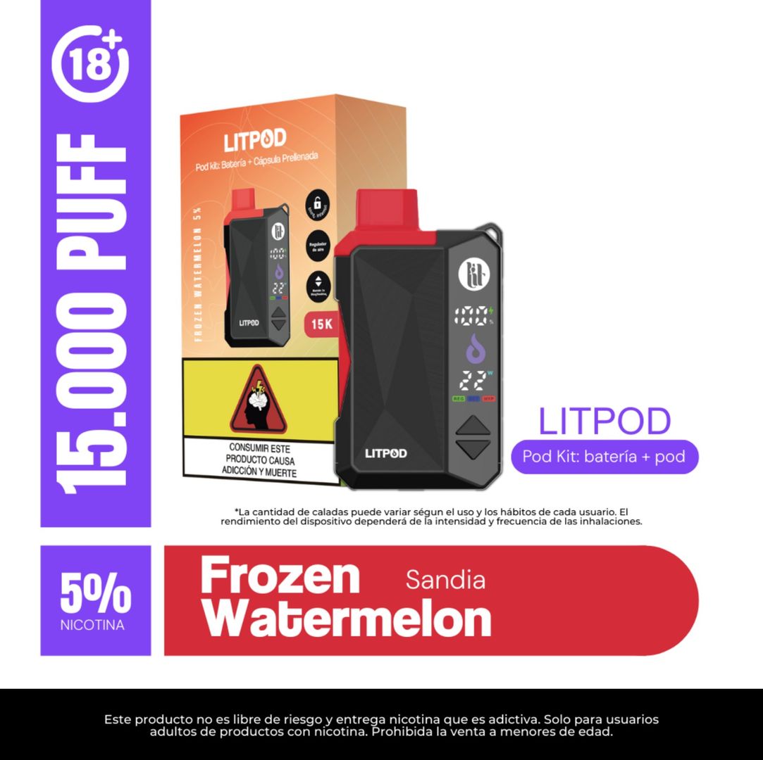 Lit Frozen Watermelon 15.000 Puffs Kit Bateria Y Pod