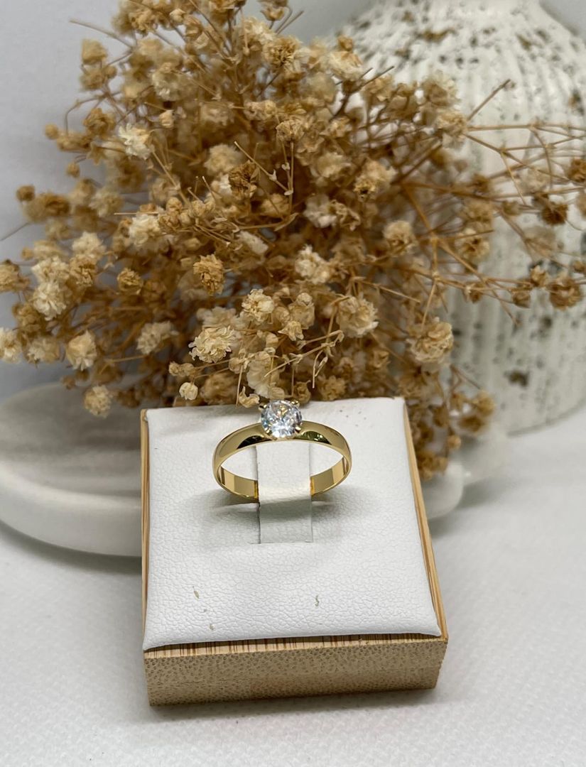 Anillo solitario 5mm cristal plano