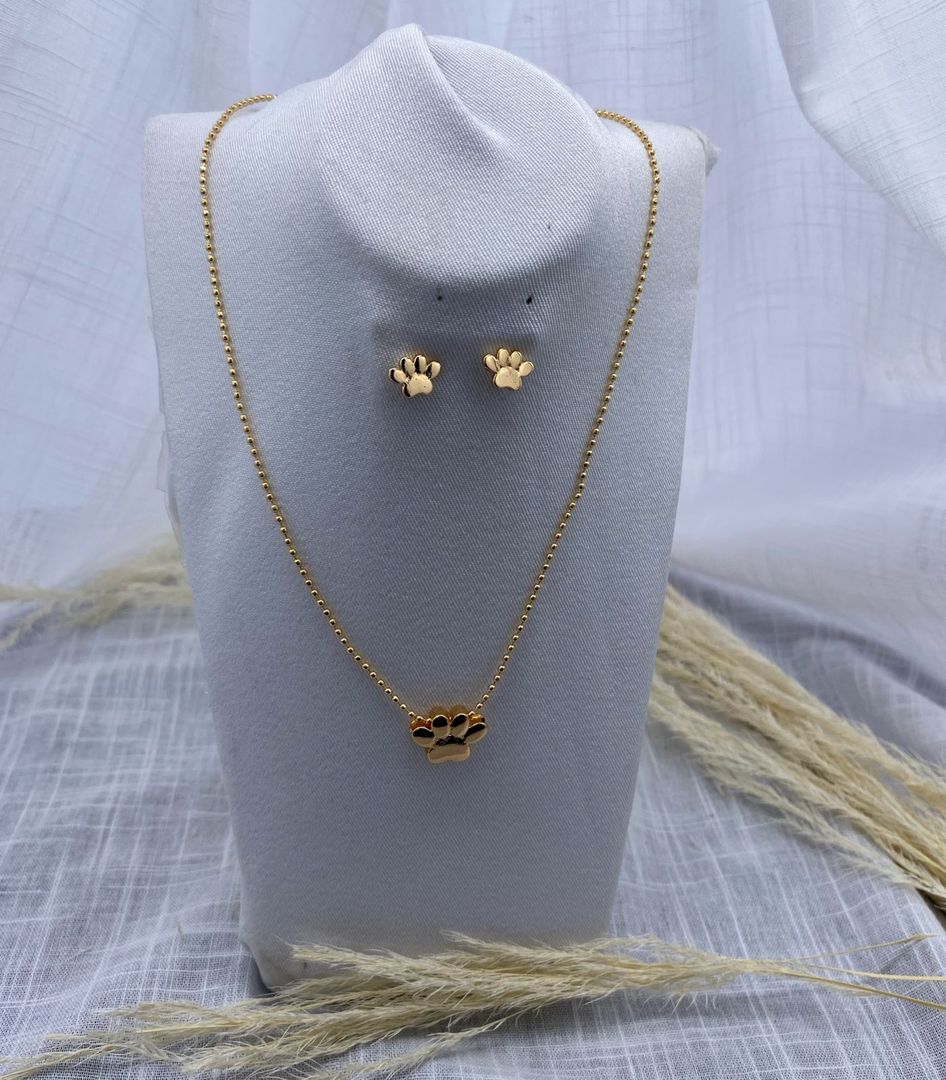 Juego en covergold, huellita, oro rosa 