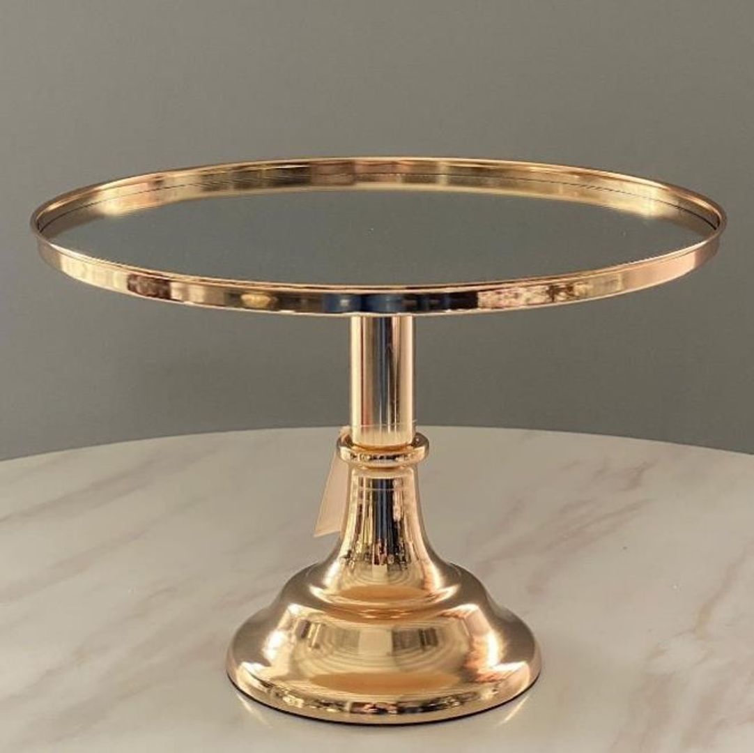 Base para pasteles dorado en metal con espejo