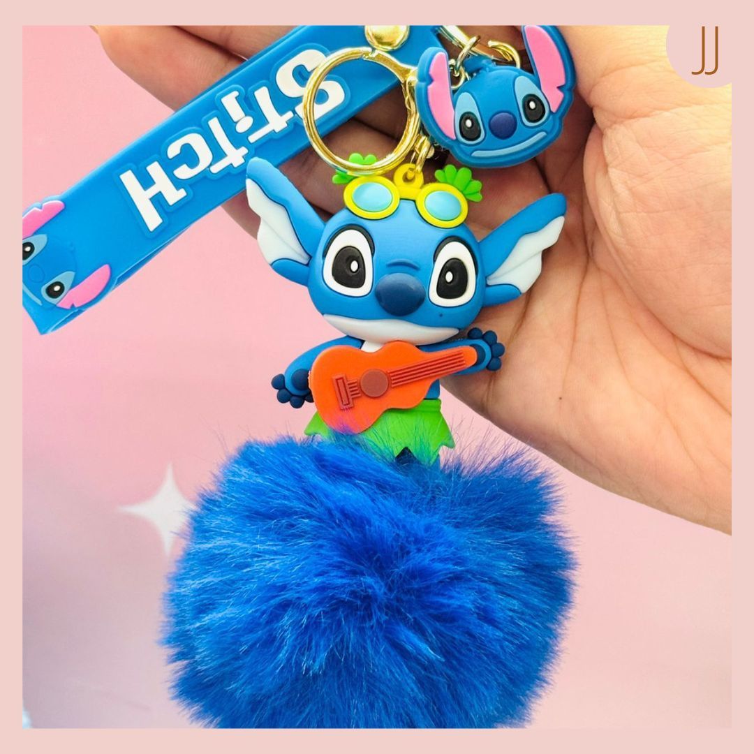Llavero Stitch pompon guitarra 