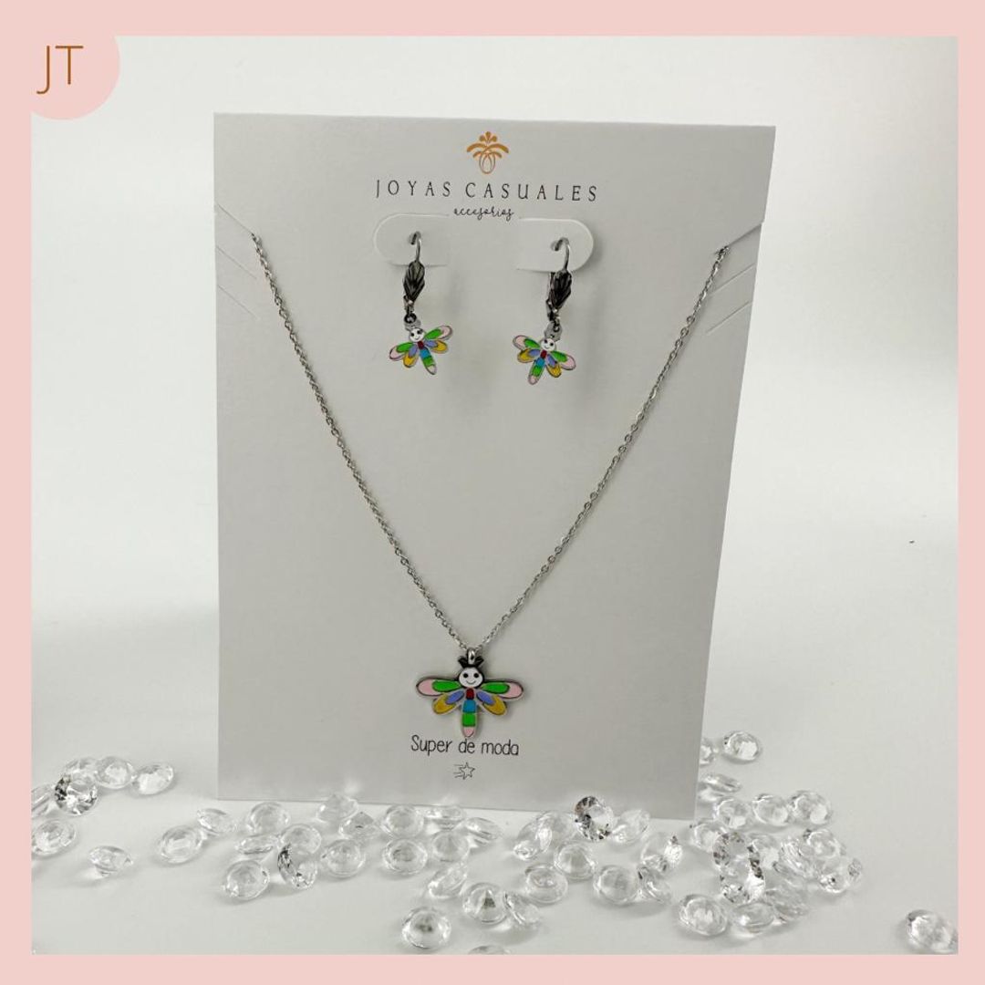 INFANTIL: Juego Acero Libélula Infantil Plateado