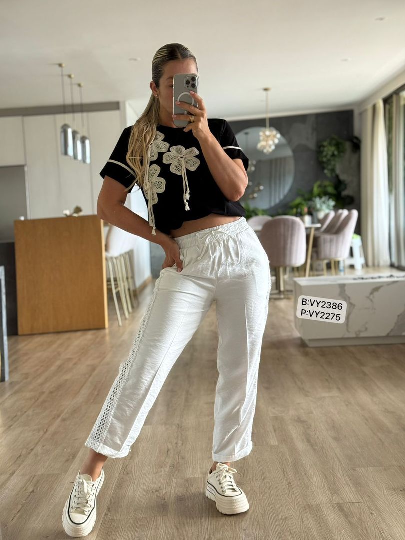 PANTALON ENCAJE LATERAL VY2275