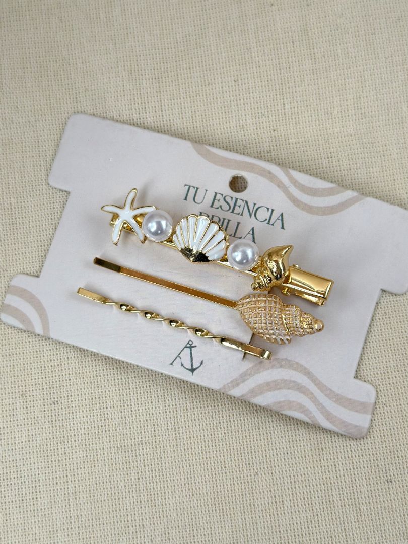 Set pinza x 3 concha de mar 