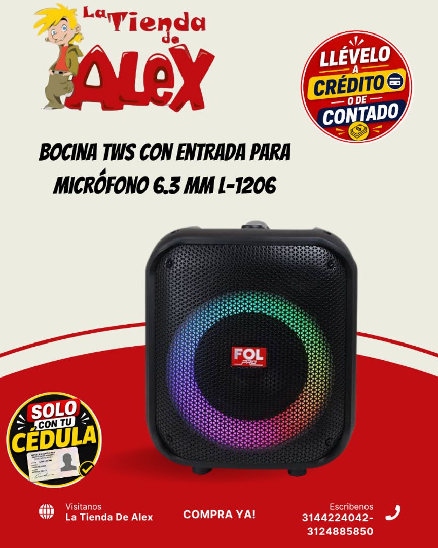 Bocina TWS con Entrada para Micrófono 6.3 mm L-1206