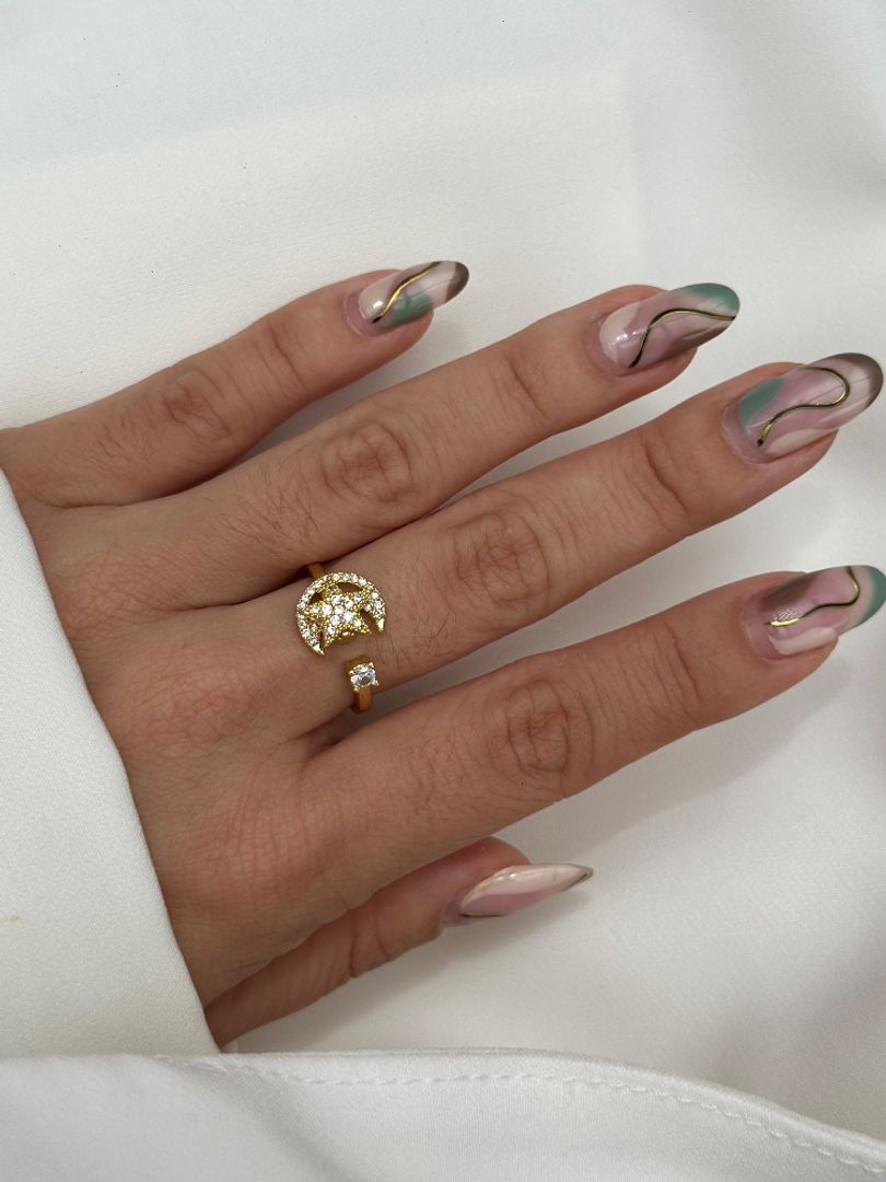 Anillo luna estrella giratorio 