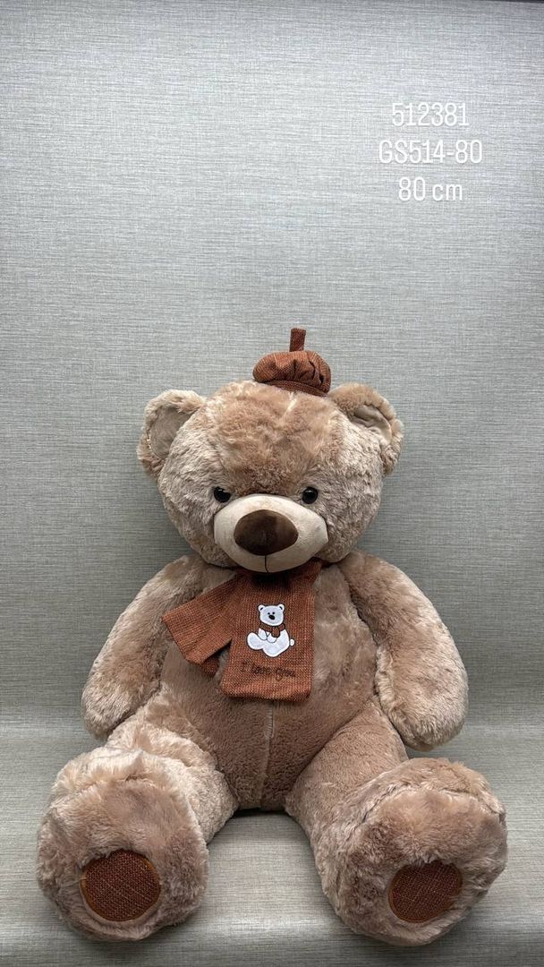 OSO CON BUFANDA Y GORRO 80 CM