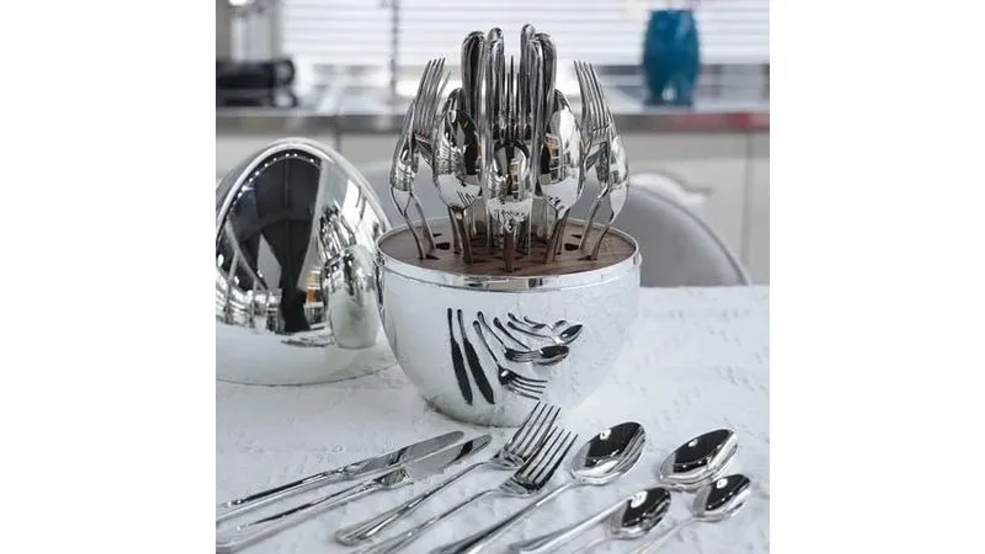 JUEGO DE CUBIERTOS EN ACERO x24pcs HUEVO ORGANIZADOR