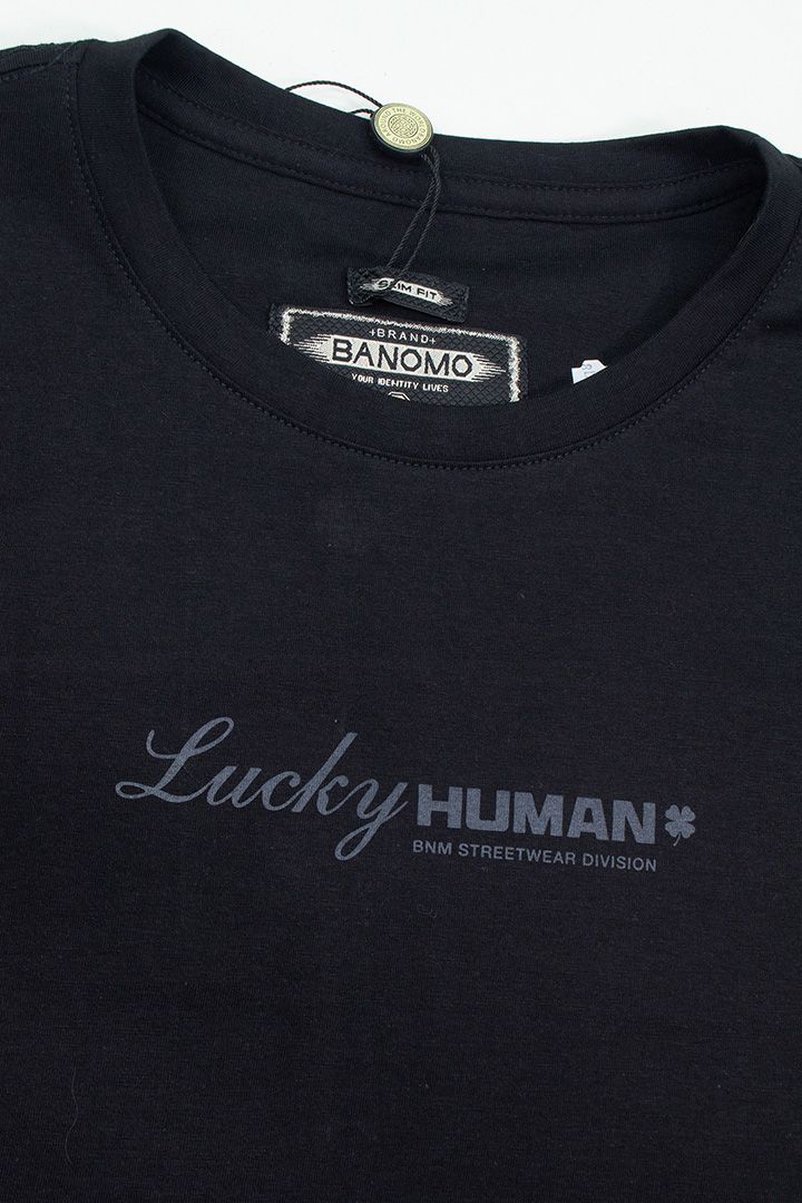 camiseta slim negra good luck collection 