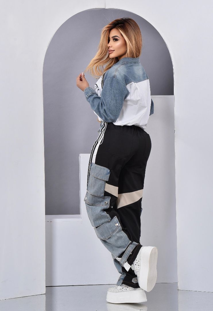 JEAN CARGO NEGRO CON DENIM 