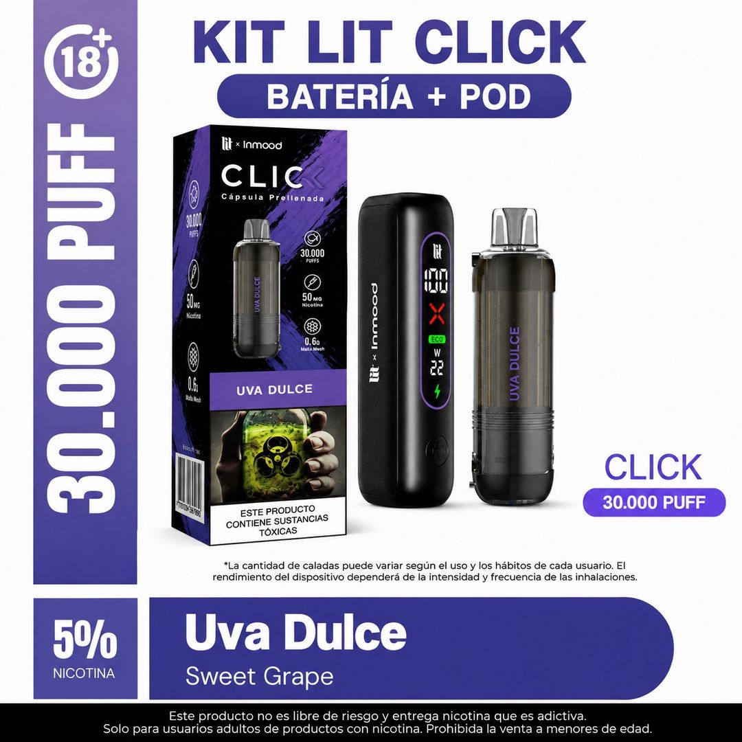 Kit Lit Click Uva Dulce 30.000 Puffs