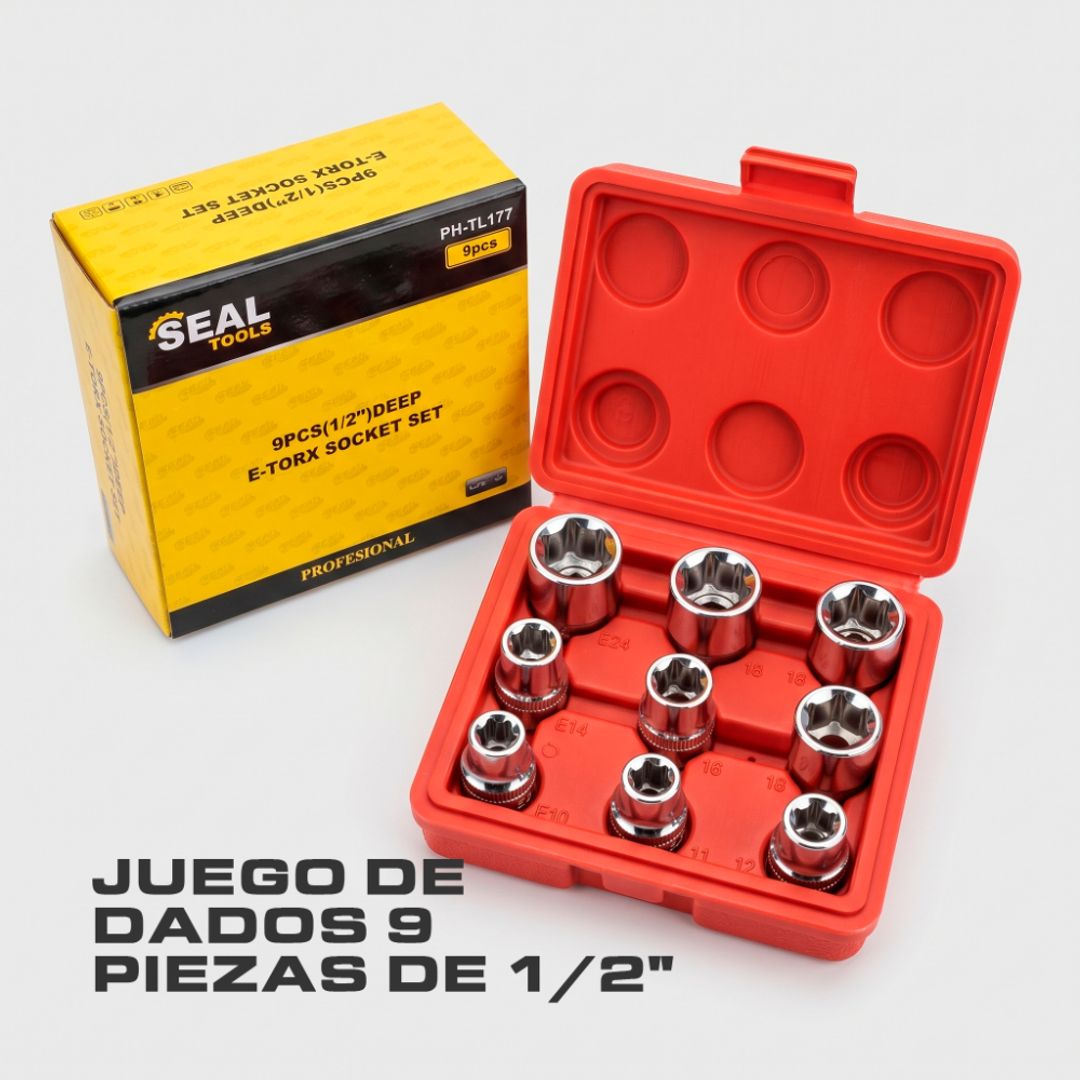 JUEGO DE DADOS 9 PIEZAS DE 1/2"