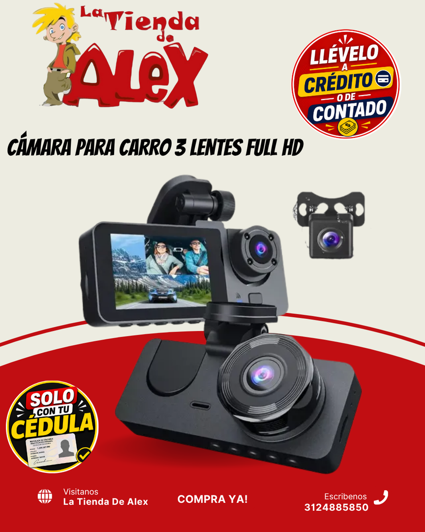 CÁMARA PARA CARRO 3 LENTES FULL HD