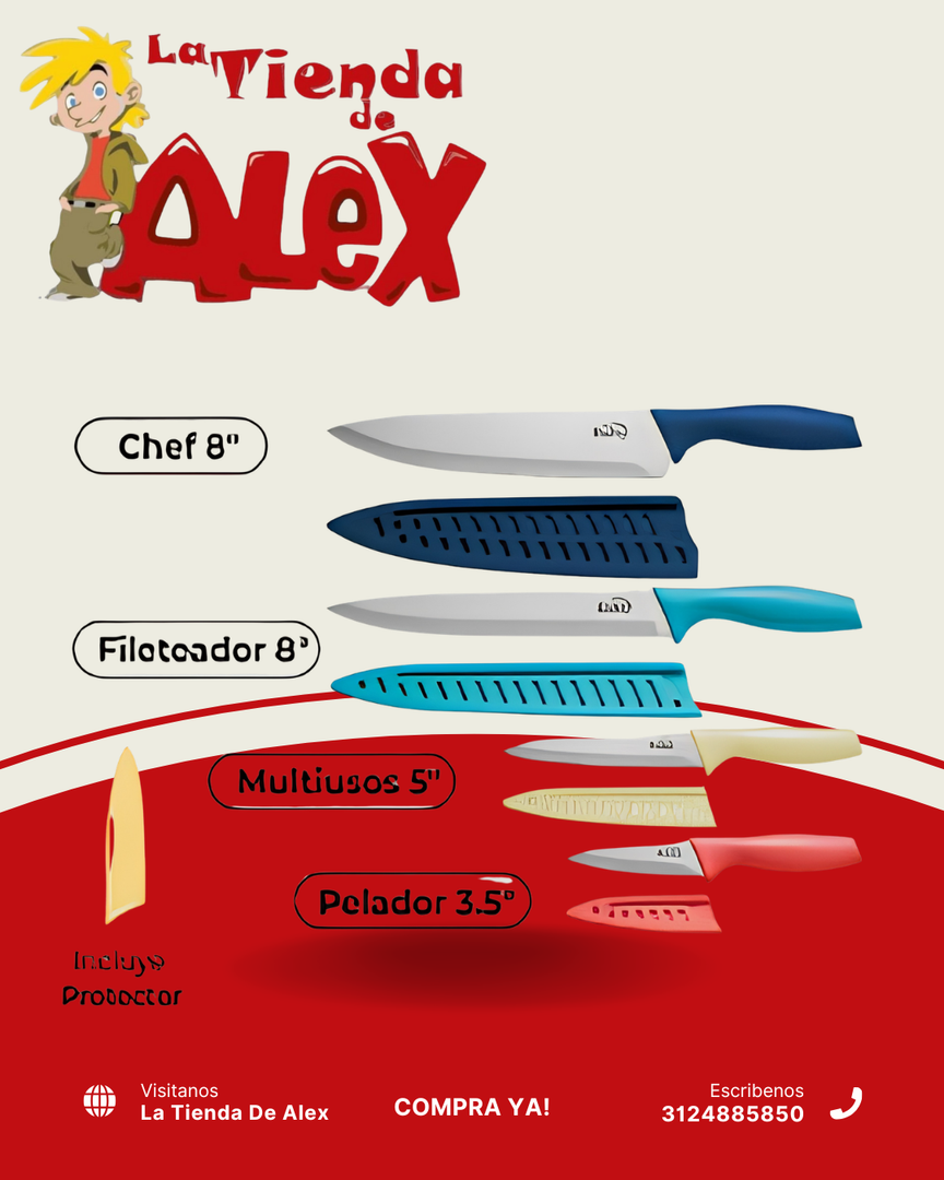 SETX4 CUCHILLOS  EN ACERO INOXIDABLE