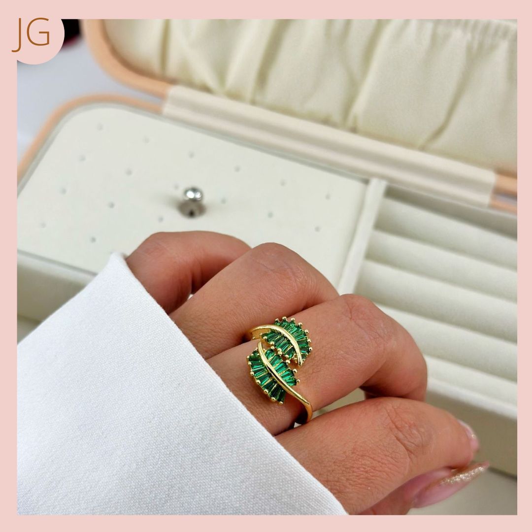 Anillo Hojas Esmeralda Circones 