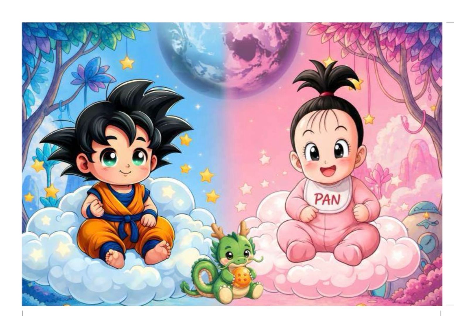 FONDO EN TELA 1 X 1.50 CM GOKU Y PAN 