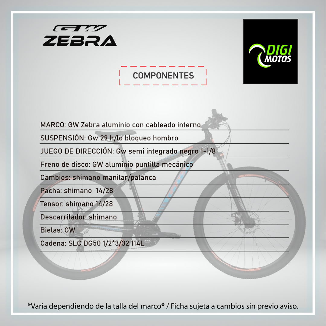 ZEBRA 7 VELOCIDADES FRENO MECANICO