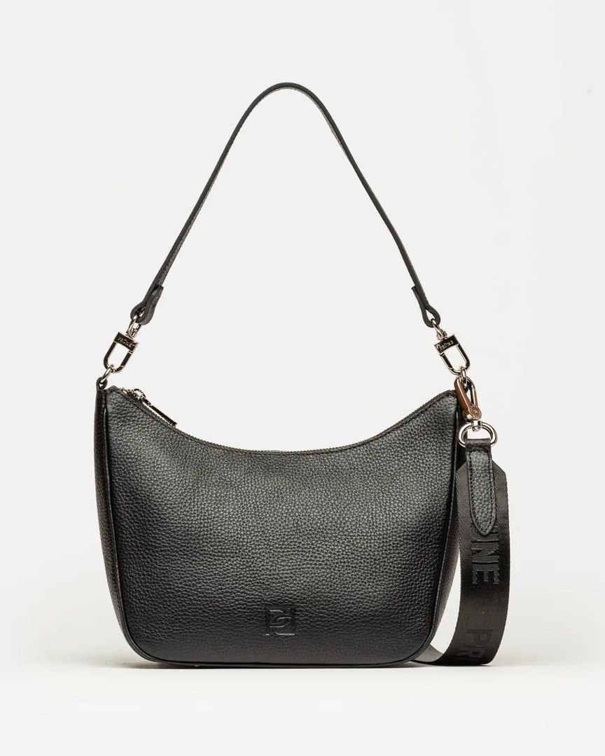 BANDOLERA VENECIA NEGRO EN CUERO GRANEADO