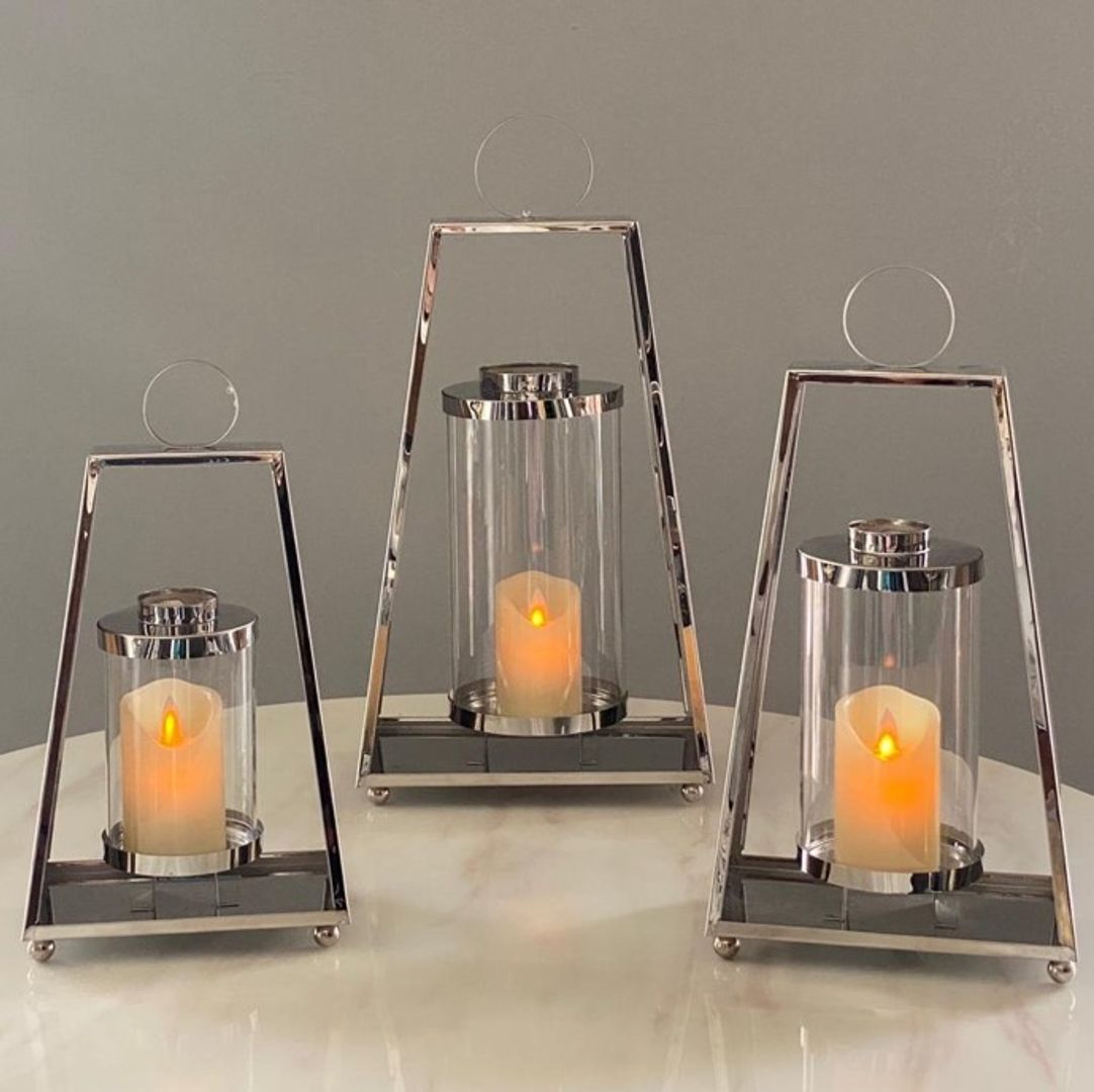 Set x3 Faroles Plateados