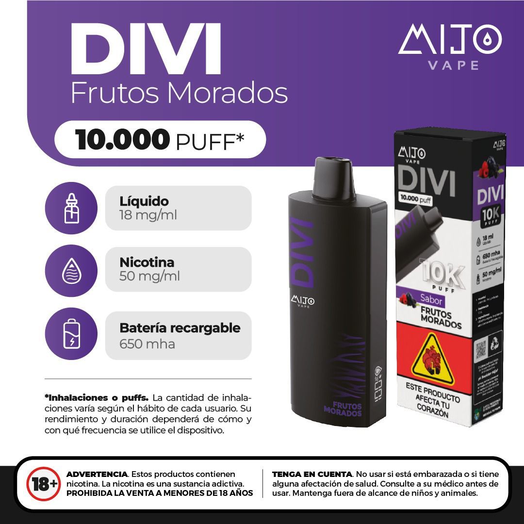 Mijo Divi Frutos Morados 10.000 puffs
