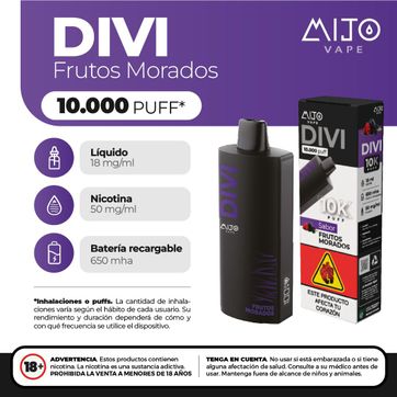 Imagen del producto  Mijo Divi Frutos Morados 10.000 puffs