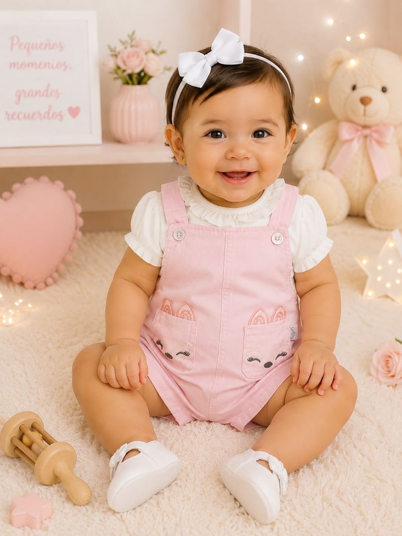 conjunto overol short bebita