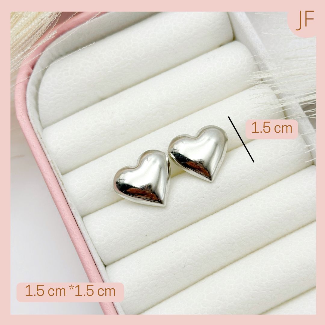 Aretes topo Corazón Plateados