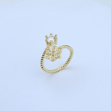 Imagen del producto ANILLO AJUTABLE 2 EXTREMOS  FLOR  SOLITARIO  ZIRCONES  5904 