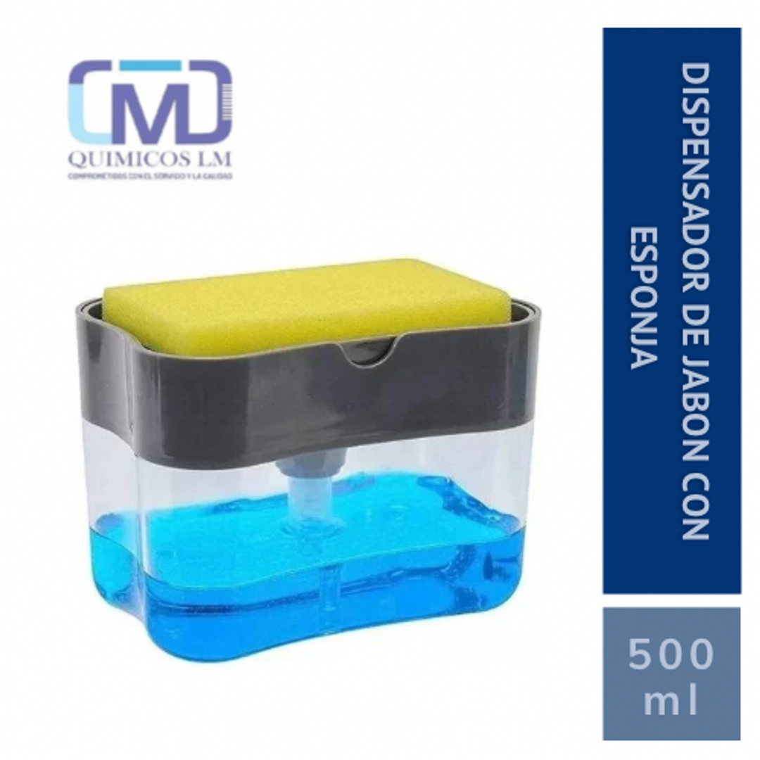 DISPENSADOR DE JABON LÍQUIDO CON ESPONJA 