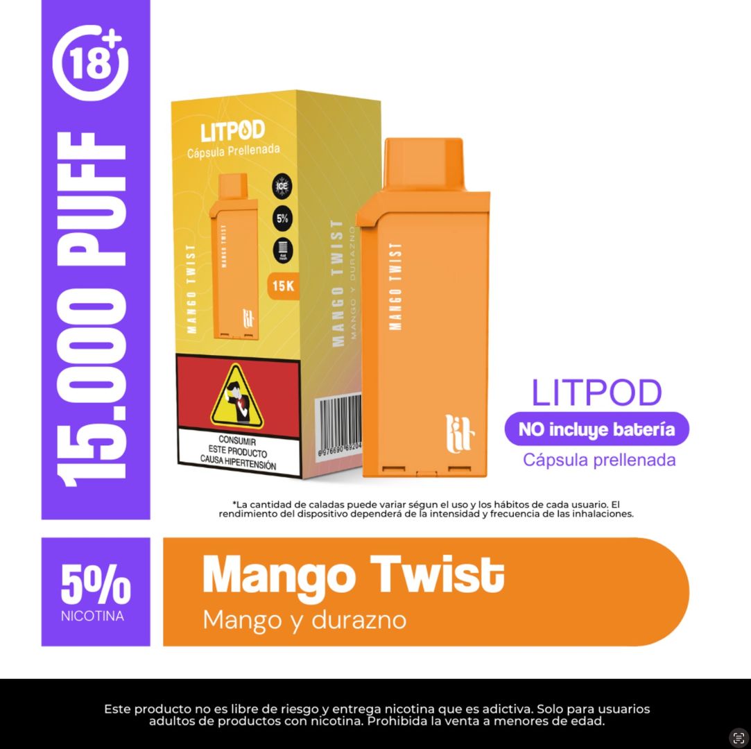 Pod Lit Mango Twist 15.000 Puffs Recarga