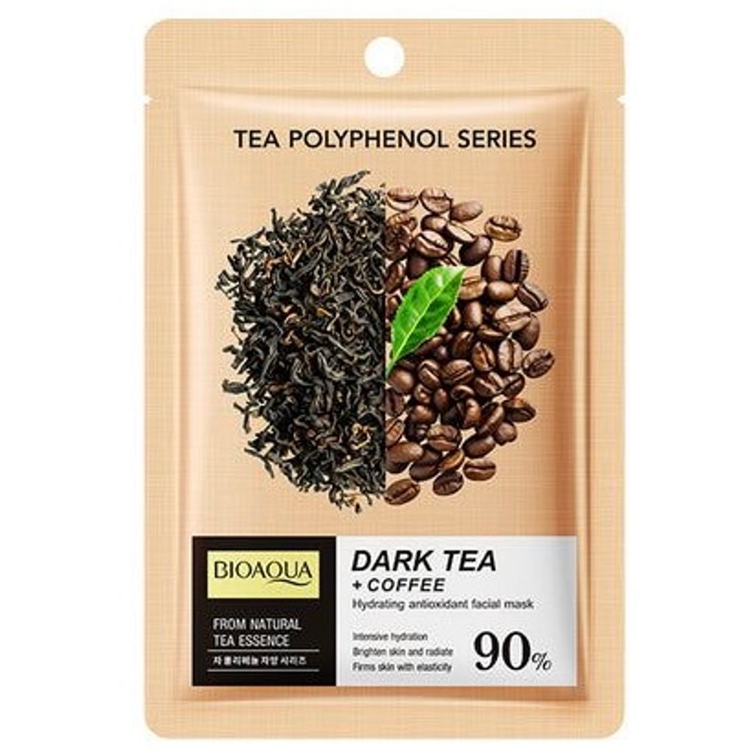 MASCARILLA FACIAL EN VELO TE OSCURO Y CAFÉ BIOAQUA 