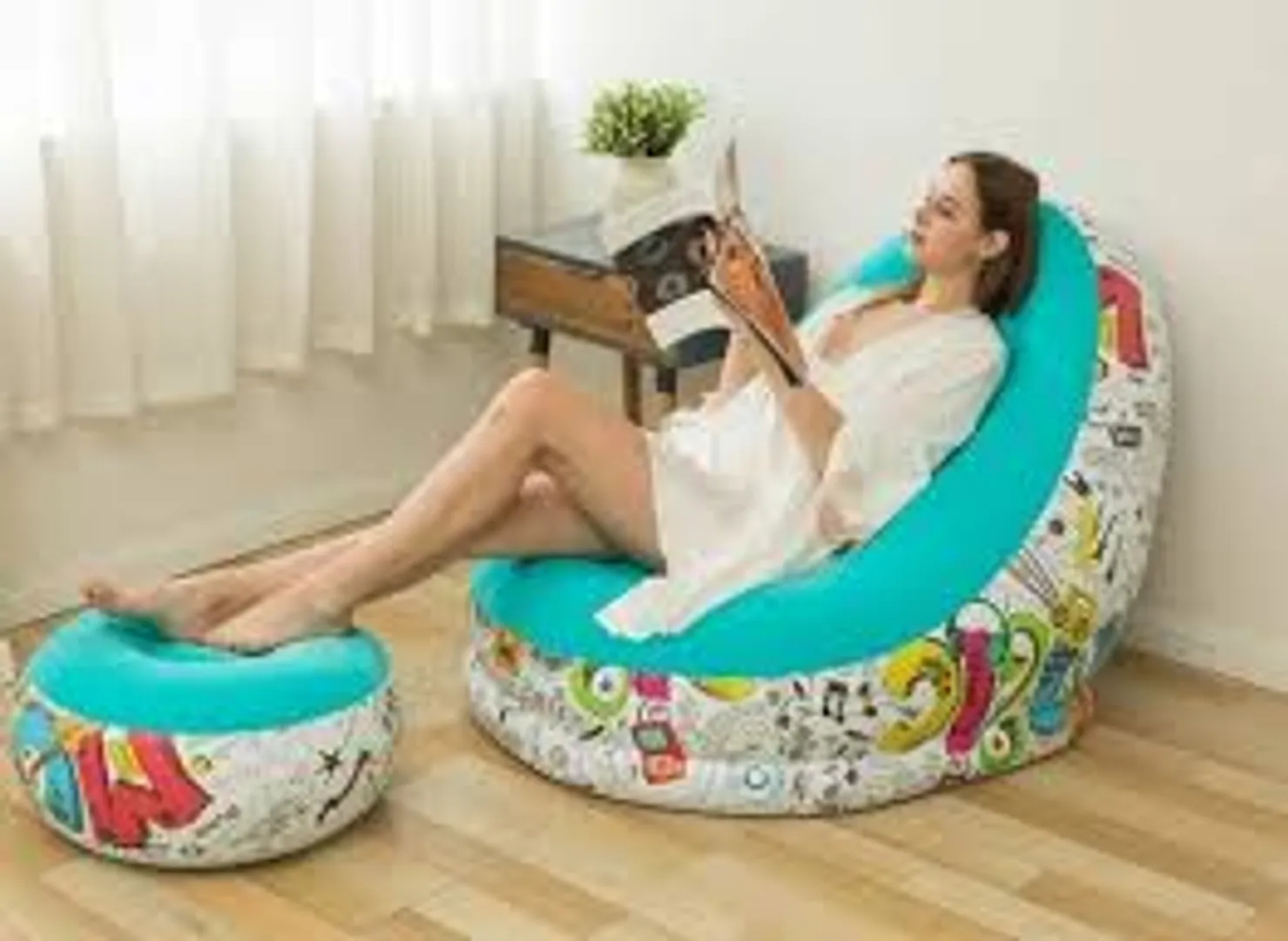 SILLA INFLABLE CON PUFF DISEÑOS
