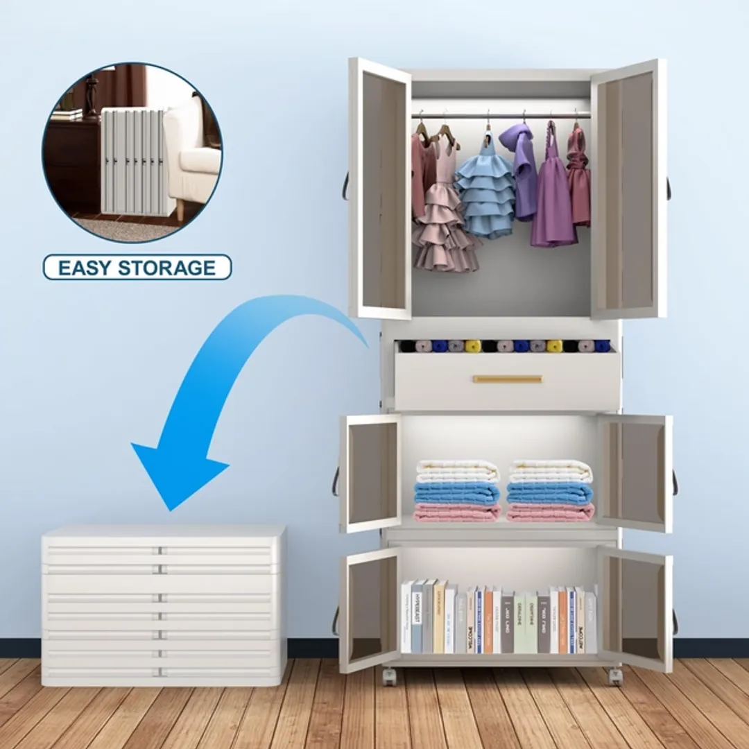 ARMARIO PORTATIL ORGANIZADOR CLOSET PLASTICO PLEGABLE 64x42x161.5Cm