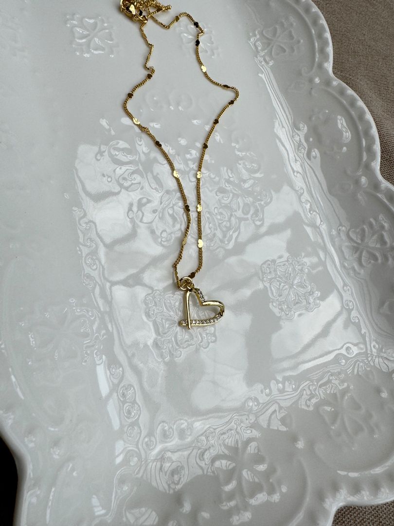 Cadena en rodio corazón 