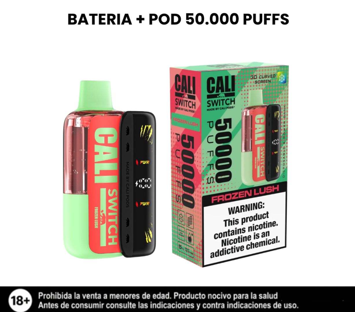 Cali Kit Frozen Lush Switch 50.000 Puffs Bateria + Pod