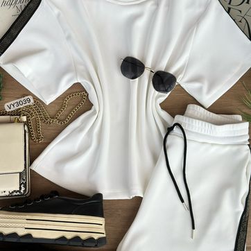 SET RIB CAMISETA Y SHORT HILADILLA CON PIEDRAS VY3039 - imagen 1