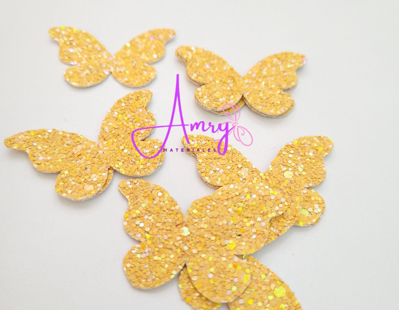 Unico 10 Mariposas glitter Amarillo