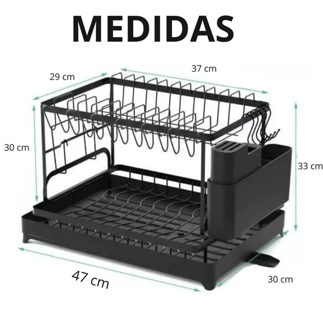 Plateo 2 Niveles Escurridor Organizador Con Desague