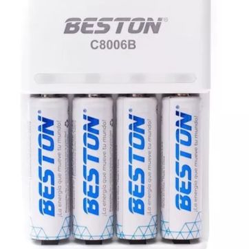 Imagen del producto Pilas AA x 4 Beston 1500mAh recargables con cargador