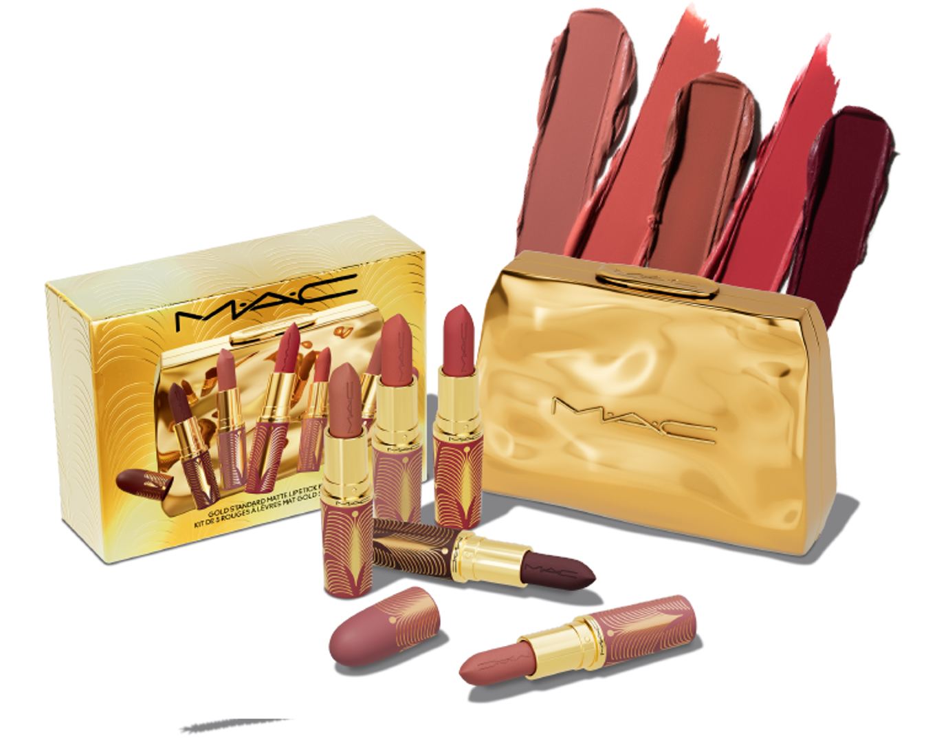 Kit x 5 Labiales Mate Gold Standard Gift of Gold