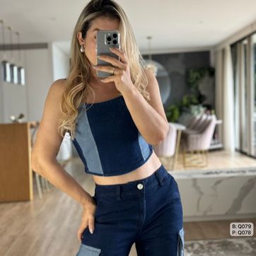 Imagen del producto BLUSA DENIM BICOLOR Q079