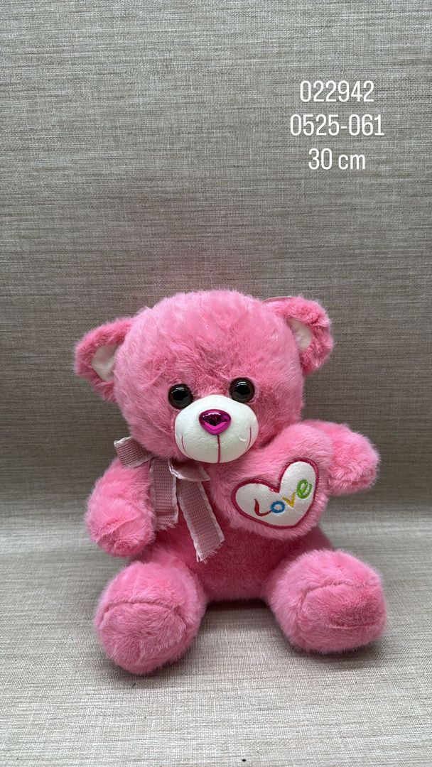 OSO CON CORAZON ROSADO 30 CM